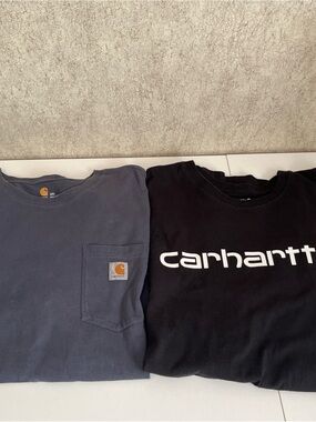 Carhartt Bundle Black Logo Tee & Navy Pocket Tee Duo Mens 2x Lot of 2